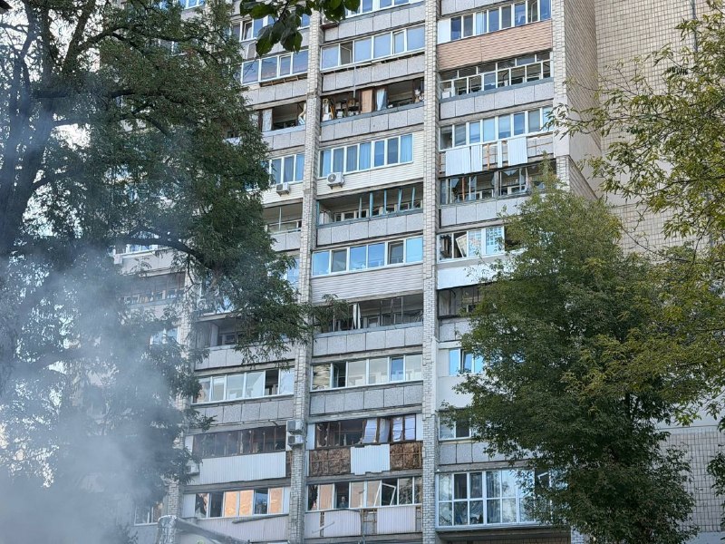 Damage in Schevchenkivskyi district of Kyiv as result of Russian strikes