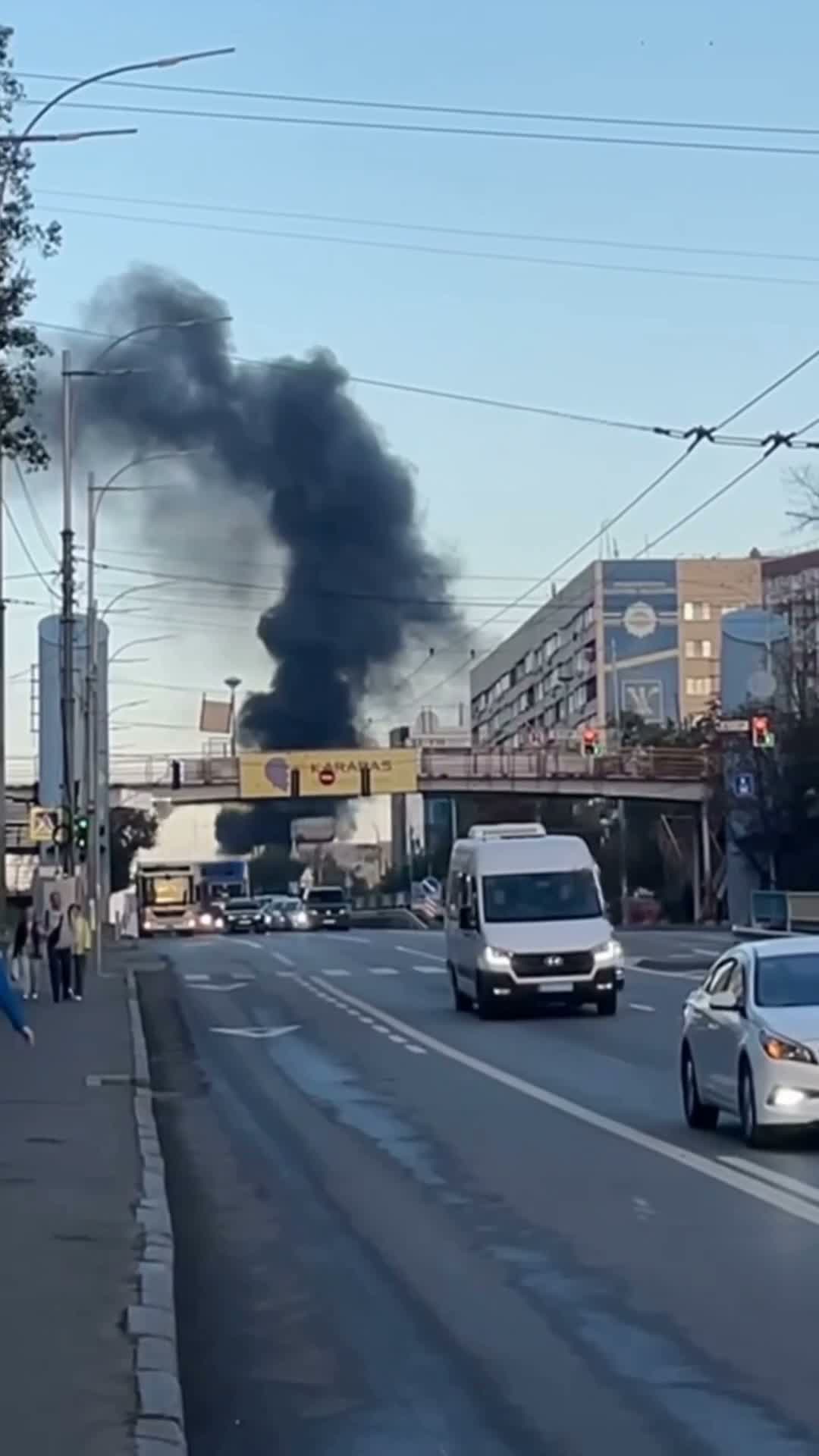 Drone strike at the cafe near fuel station in Holosiivskyi district of Kyiv