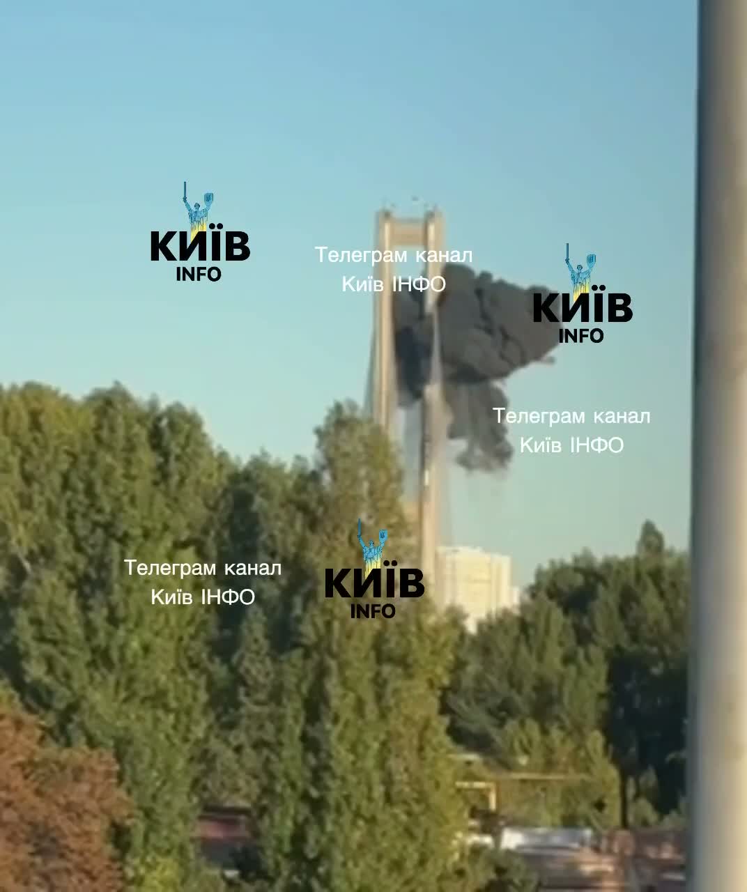 Drone strike at the Pivdennyi bridge in Kyiv today
