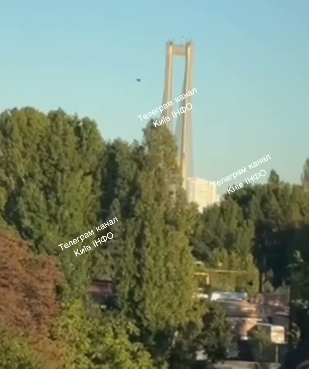 Drone strike at the Pivdennyi bridge in Kyiv today
