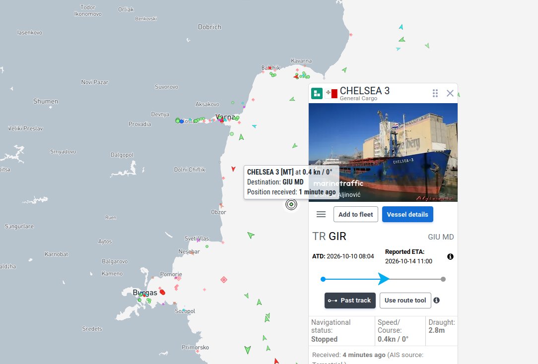 Another vessel has been struck off the Bulgarian coast, 18 miles from the Black Sea town of Byala. This is the second attack in a week; the previous one occurred 70 km east of Byala. The vessel, Chelsea 3, is a Malta-flagged cargo ship managed by Odesa-based Black Sea Shipping Management. Twelve crew members, nationals of Ukraine and Azerbaijan, were injured.